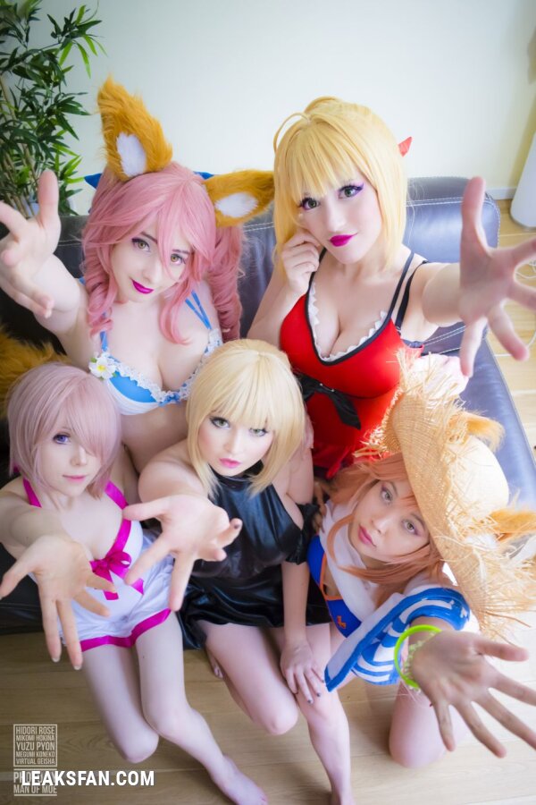 Hidori, Mikomi, Virtual, Tom &amp;amp; Yuzupyon - Mash, Saber, Nero &amp;amp; Tamamo (Fate Grand Order) - 1